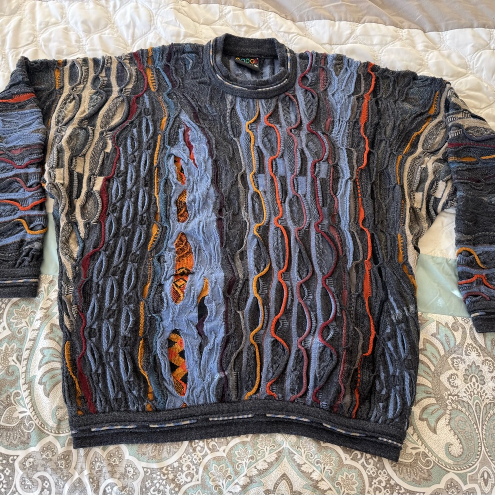 Vintage Coogi Australia Black Label Sweater – 100% New Wool – Men’s XL – 3D Knit